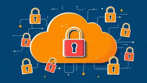 Vector illustration cloud symbol with locked unlocked padlocks compromised accounts