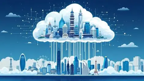 Ai cloud above asian oceania cityscape with circuitry connecting devices