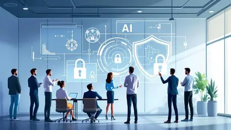 Modern office professionals ai network diagrams secure locks enterprise