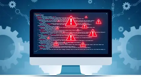 Computer screen code red warnings industrial control systems gears