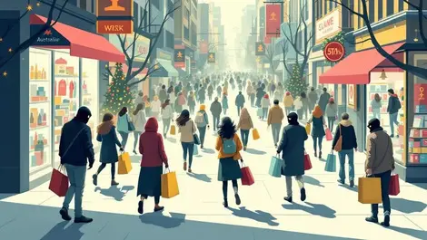 Crowded australian shopping street holiday shoppers online scams threats