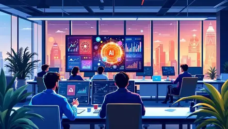 Modern office canada people collaborating ai data analytics tech teamwork