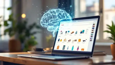 Ai brain over laptop online shopping youtube thumbnails home us
