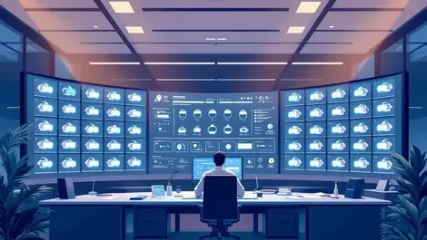 Office it control room vr headset dashboard admin monitoring