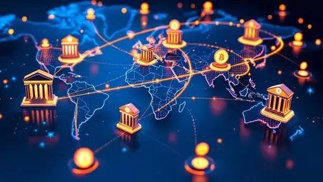 World map swift linked banks to crypto wallets stablecoin payments